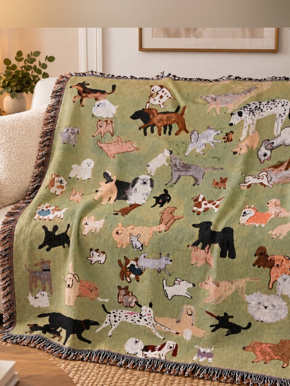 Dog Woven Throw Blanket